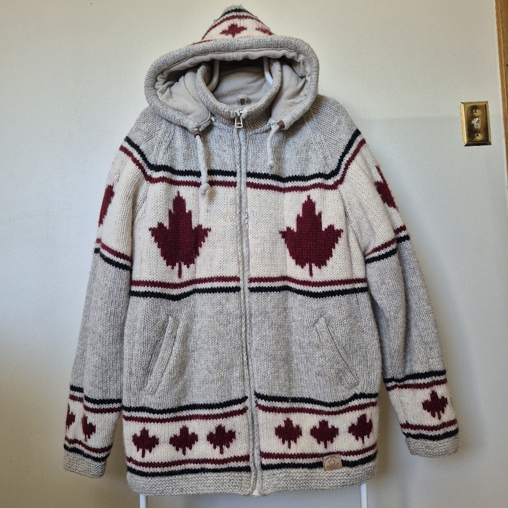 Vintage Northern lifestyles canada wool fleece knit canada maple leaf jacket XXL